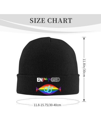 Why Be Afraid to Be EnGayged Cozy Knitted Hat for Winter - Warm Comfort Black Black $13.54 Skullies & Beanies