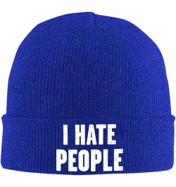 I Hate People Outdoor Unisex Beanie Warm Thick Knitted Hat Soft Elastic Skull Hat Blue $17.84 Skullies & Beanies