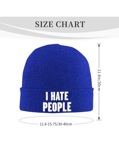 I Hate People Outdoor Unisex Beanie Warm Thick Knitted Hat Soft Elastic Skull Hat Blue $17.84 Skullies & Beanies