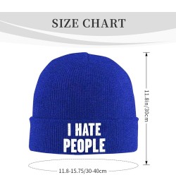 I Hate People Outdoor Unisex Beanie Warm Thick Knitted Hat Soft Elastic Skull Hat Blue $17.84 Skullies & Beanies