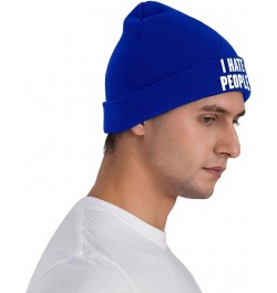 I Hate People Outdoor Unisex Beanie Warm Thick Knitted Hat Soft Elastic Skull Hat Blue $17.84 Skullies & Beanies