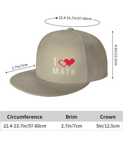 I Love Math Teacher Flat Bill Baseball Cap Snapback Hats for Men & Women Natural $11.43 Baseball Caps