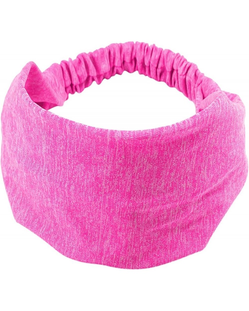 Women Knotted Turban Head Wrap Headband Wide Elastic Headband Sport Yoga Headwear Hats Turban Hat Sport Headbands Hot Pink-07...