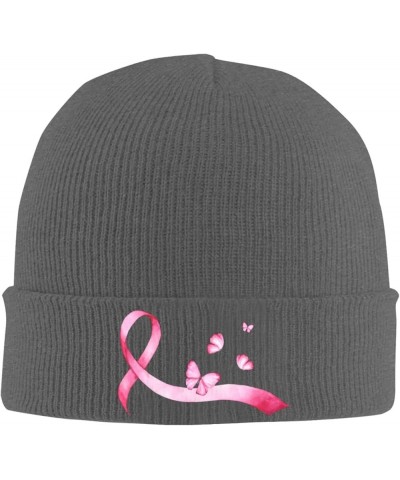 Breast Cancer Awareness Pink Ribbon Cozy Knitted Hat for Winter - Warm Comfort Black Deep Heather $11.41 Skullies & Beanies