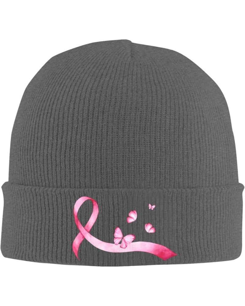 Breast Cancer Awareness Pink Ribbon Cozy Knitted Hat for Winter - Warm Comfort Black Deep Heather $11.41 Skullies & Beanies