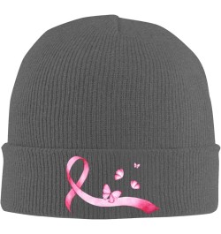 Breast Cancer Awareness Pink Ribbon Cozy Knitted Hat for Winter - Warm Comfort Black Deep Heather $11.41 Skullies & Beanies