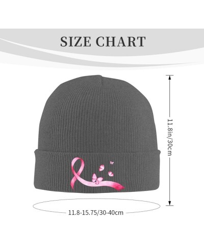 Breast Cancer Awareness Pink Ribbon Cozy Knitted Hat for Winter - Warm Comfort Black Deep Heather $11.41 Skullies & Beanies