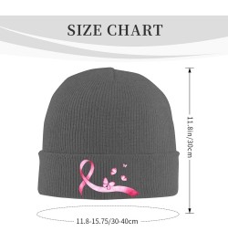 Breast Cancer Awareness Pink Ribbon Cozy Knitted Hat for Winter - Warm Comfort Black Deep Heather $11.41 Skullies & Beanies