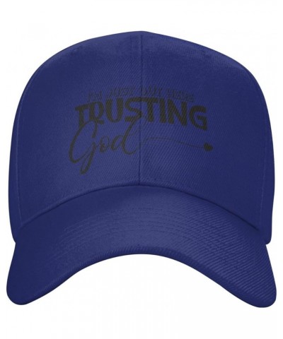 Men Women Baseball Cap I'm just Out Here Trusting God Low Profile Dad Hat Adjustable Casquette Cap Blue $10.46 Baseball Caps