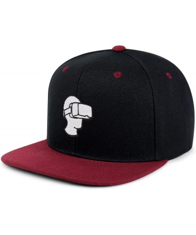 Virtual Reality Hip-Hop Snapback Hat Embroidered Baseball Cap VR 19. Black/Maroon $10.24 Baseball Caps