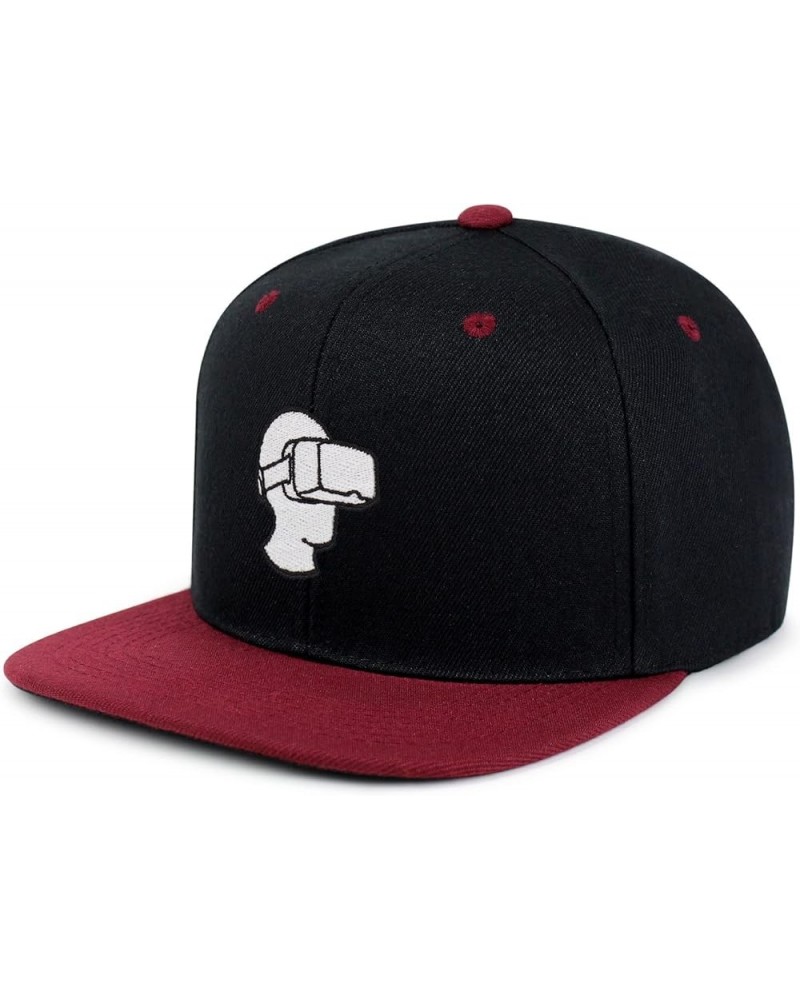 Virtual Reality Hip-Hop Snapback Hat Embroidered Baseball Cap VR 19. Black/Maroon $10.24 Baseball Caps