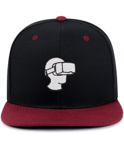 Virtual Reality Hip-Hop Snapback Hat Embroidered Baseball Cap VR 19. Black/Maroon $10.24 Baseball Caps