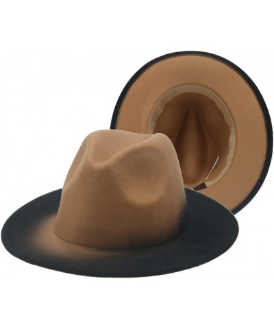 Women's Hat Fedora Felted Hats for Men Gradient Color Wide Brim Casual Outdoor Men Fedoras Sombreros En81 $18.15 Fedoras