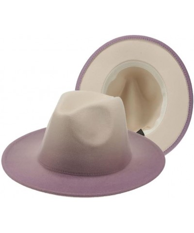 Women's Hat Fedora Felted Hats for Men Gradient Color Wide Brim Casual Outdoor Men Fedoras Sombreros En81 $18.15 Fedoras