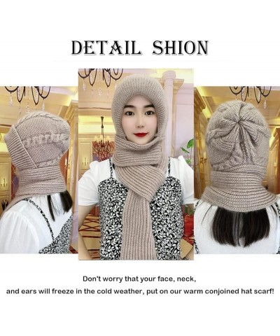 Integrated Ear Protection Windproof Cap Scarf, Knitting Thick Warm Ear Guard Hat Grey $9.50 Skullies & Beanies