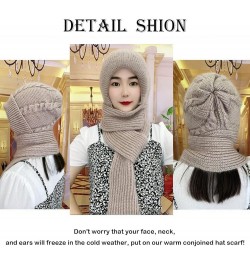 Integrated Ear Protection Windproof Cap Scarf, Knitting Thick Warm Ear Guard Hat Grey $9.50 Skullies & Beanies