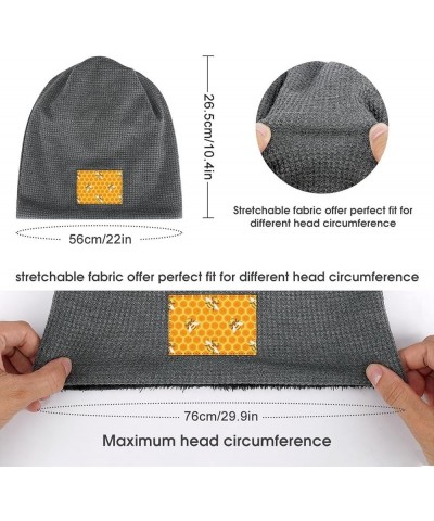 Yellow Bees Soft Beanie Hat Winter Warm Skull Hats Plush Pullover Cap for Men Women Dark Gray-style $14.03 Skullies & Beanies