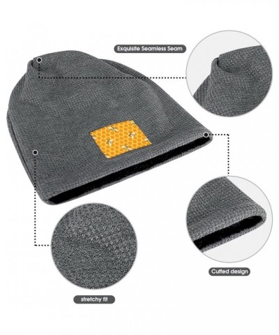 Yellow Bees Soft Beanie Hat Winter Warm Skull Hats Plush Pullover Cap for Men Women Dark Gray-style $14.03 Skullies & Beanies