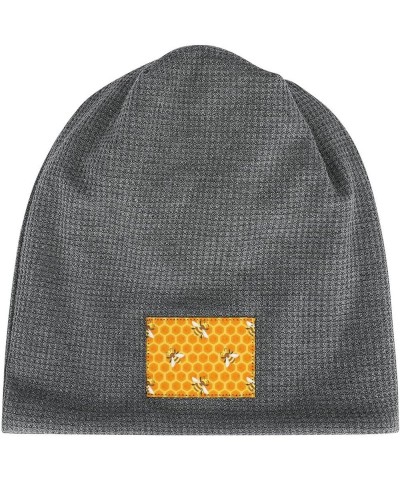 Yellow Bees Soft Beanie Hat Winter Warm Skull Hats Plush Pullover Cap for Men Women Dark Gray-style $14.03 Skullies & Beanies