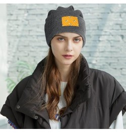 Yellow Bees Soft Beanie Hat Winter Warm Skull Hats Plush Pullover Cap for Men Women Dark Gray-style $14.03 Skullies & Beanies