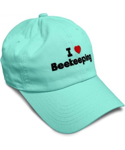 Soft Baseball Cap I (Love) Beekeeping Red Heart Hobbies Lovers Twill Cotton Mint Design Only $14.70 Baseball Caps