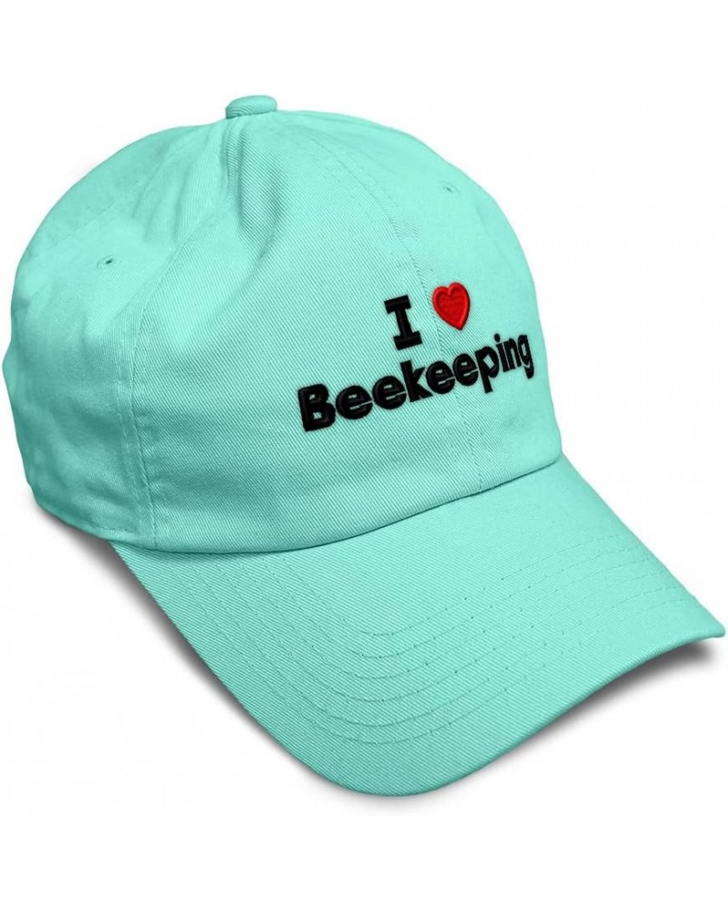 Soft Baseball Cap I (Love) Beekeeping Red Heart Hobbies Lovers Twill Cotton Mint Design Only $14.70 Baseball Caps