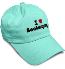 Soft Baseball Cap I (Love) Beekeeping Red Heart Hobbies Lovers Twill Cotton Mint Design Only $14.70 Baseball Caps