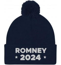 Mitt Romney Hat (Embroidered Pom-Pom Beanie) 2024 Presidential Election Candidate Navy $12.63 Skullies & Beanies