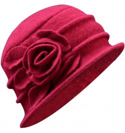 Womens Bucket Hat Winter Floral Hat Vintage Cloche Winter Hat Trendy Fisherman Hats for Teen Girls 2-red $8.34 Sun Hats