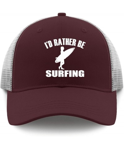 I'd Rather Be Surfing Hat Daddy Hat Apricot Black Hats for Men Gifts for Dad Golf Caps Chestnut Red $12.38 Bucket Hats