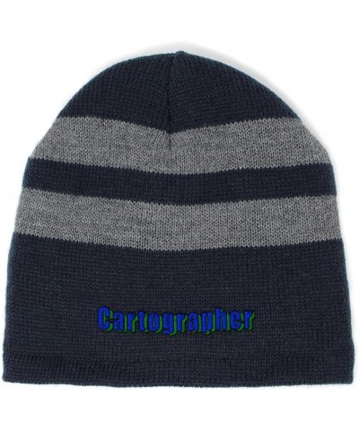 Custom Striped Beanie for Men & Women Cartographer Acrylic Fleece Skull Cap Hats 1 Size Navy Design Only $12.69 Skullies & Be...