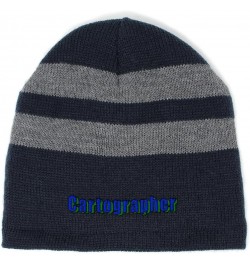 Custom Striped Beanie for Men & Women Cartographer Acrylic Fleece Skull Cap Hats 1 Size Navy Design Only $12.69 Skullies & Be...