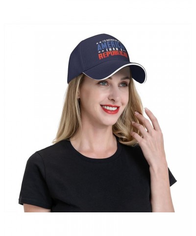 I'd Rather Be an American Than A Democrat hat Anti Liberal Trump 2024 hat Fuck Joe Biden Hat Adjustable Funny Fashion Cap Nav...