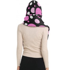 Women Winter Warm Hoodie Hat Scarf Gloves Pocket Warm Hat Pink Polka Dot Long Scarf Wraps $17.97 Scarves