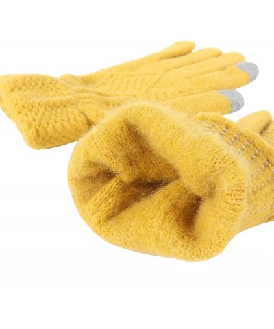 Winter Wool Knitted Hat Scarf Gloves Fashion Warm Three Piece Set Hat Gloves Scarf Set Yellow $14.51 Scarves