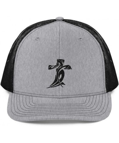 Cross Design Trucker Cap Heather Grey / Black $13.18 Baseball Caps