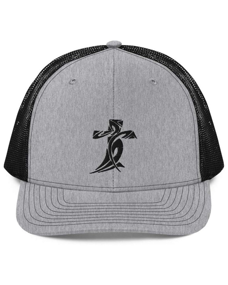 Cross Design Trucker Cap Heather Grey / Black $13.18 Baseball Caps