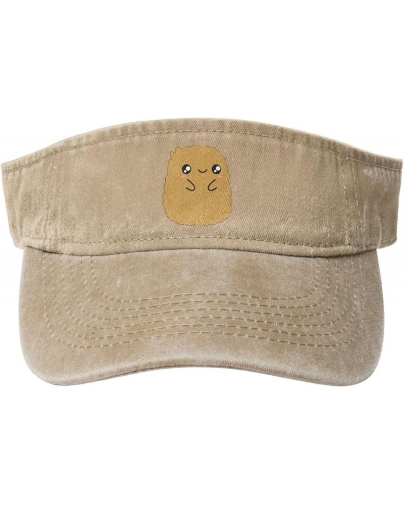 Cute Chicken Nugget Sun Visor Hats Cotton Caps Beach Leisure Empty Top Baseball Cap for Men Women Natural $17.55 Sun Hats