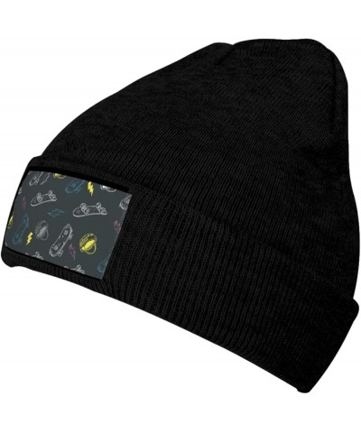 Graffiti Skateboard Print Knitted Hat Warm Hat Unisex Beanie Hat,Elastic Brimless Cap Hat Christmas,Birthdays Black $11.22 Sk...