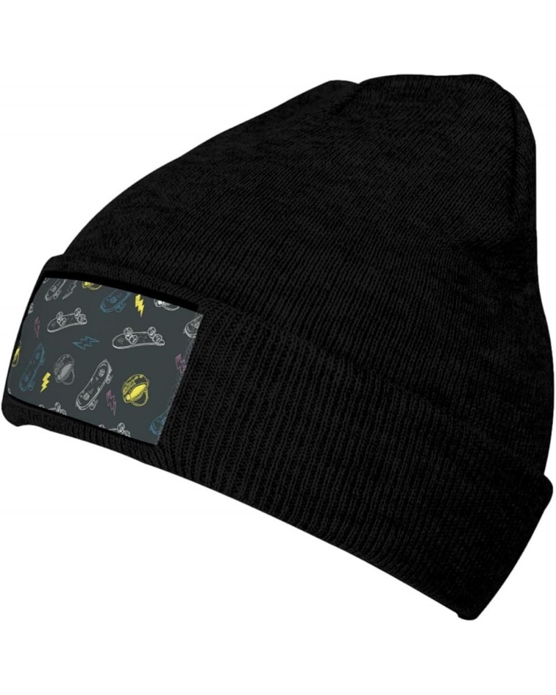 Graffiti Skateboard Print Knitted Hat Warm Hat Unisex Beanie Hat,Elastic Brimless Cap Hat Christmas,Birthdays Black $11.22 Sk...