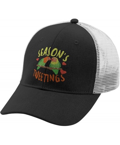 Snapback Hat Christmas Trucker Hats for Women Hats Snapback Season's Tweetings Fashion Pickleball Hats Allblack $10.82 Baseba...