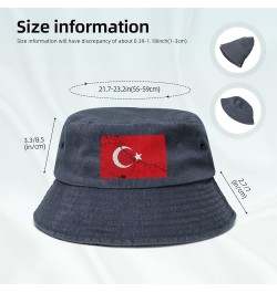 Flag of Turkey Texture Effect Bucket Hat for Men Women Outdoor Washed Cotton Sun Hats Travel Beach Hat Navy Blue $12.19 Bucke...