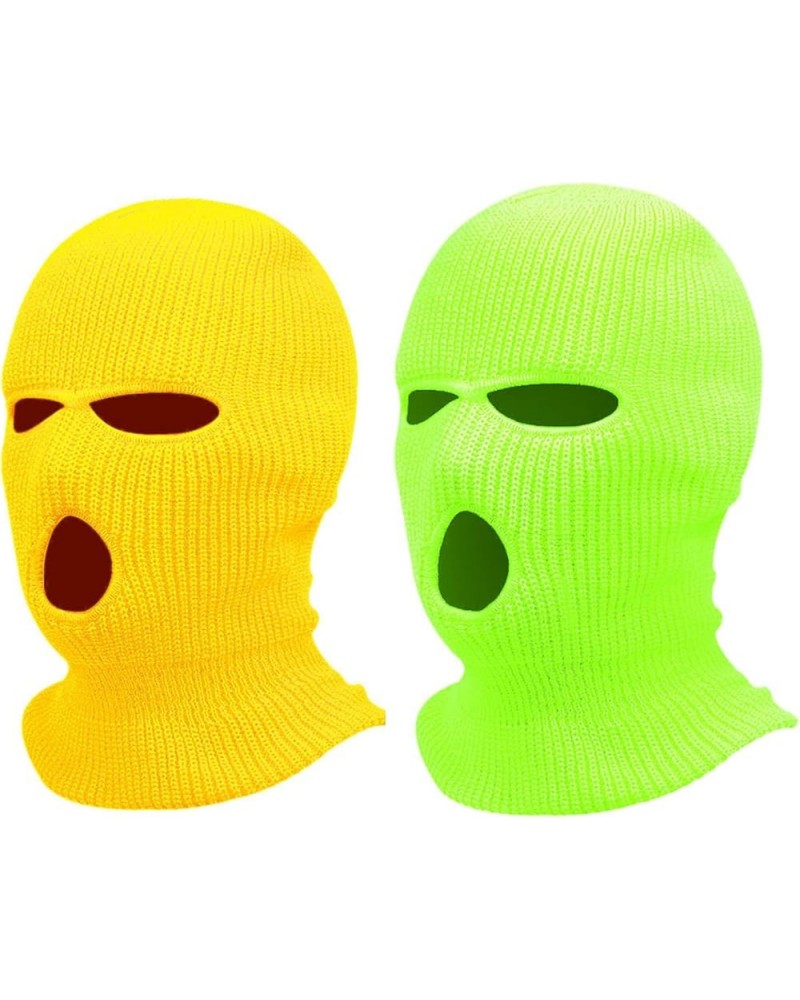 2pcs 3-Hole Knitted Full Face Cover Ski Cover for Outdoor Sports, Winter Warm Balaclava Cap Halloween Party Beanies Hat Yello...