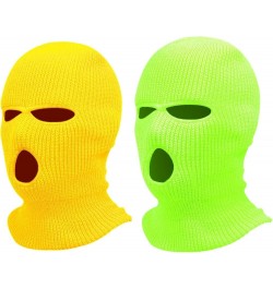 2pcs 3-Hole Knitted Full Face Cover Ski Cover for Outdoor Sports, Winter Warm Balaclava Cap Halloween Party Beanies Hat Yello...