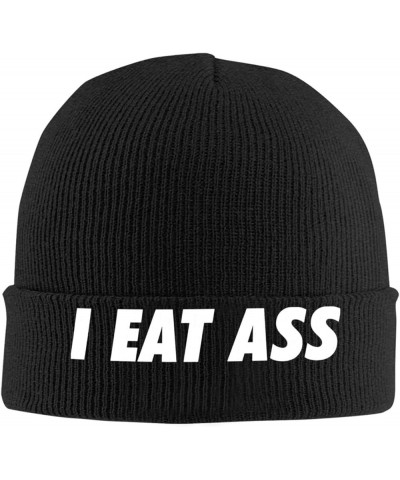 I Eat Ass Knit Hat Unisex Winter Cuffed Black Soft Warm Ski Hat Black $9.41 Skullies & Beanies