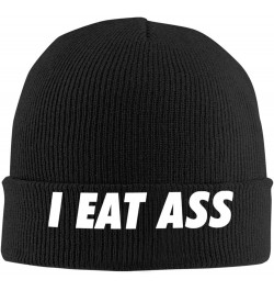 I Eat Ass Knit Hat Unisex Winter Cuffed Black Soft Warm Ski Hat Black $9.41 Skullies & Beanies