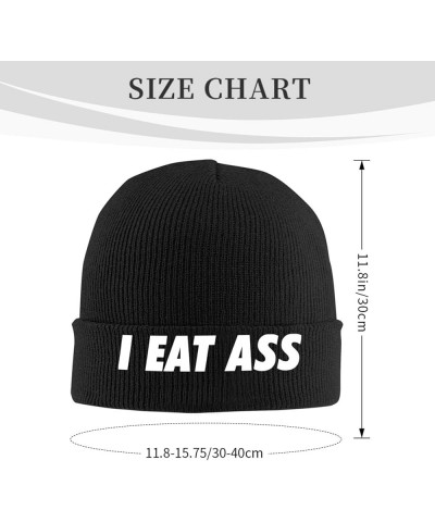 I Eat Ass Knit Hat Unisex Winter Cuffed Black Soft Warm Ski Hat Black $9.41 Skullies & Beanies