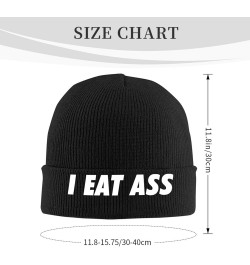 I Eat Ass Knit Hat Unisex Winter Cuffed Black Soft Warm Ski Hat Black $9.41 Skullies & Beanies