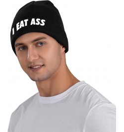 I Eat Ass Knit Hat Unisex Winter Cuffed Black Soft Warm Ski Hat Black $9.41 Skullies & Beanies