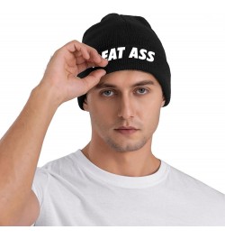 I Eat Ass Knit Hat Unisex Winter Cuffed Black Soft Warm Ski Hat Black $9.41 Skullies & Beanies